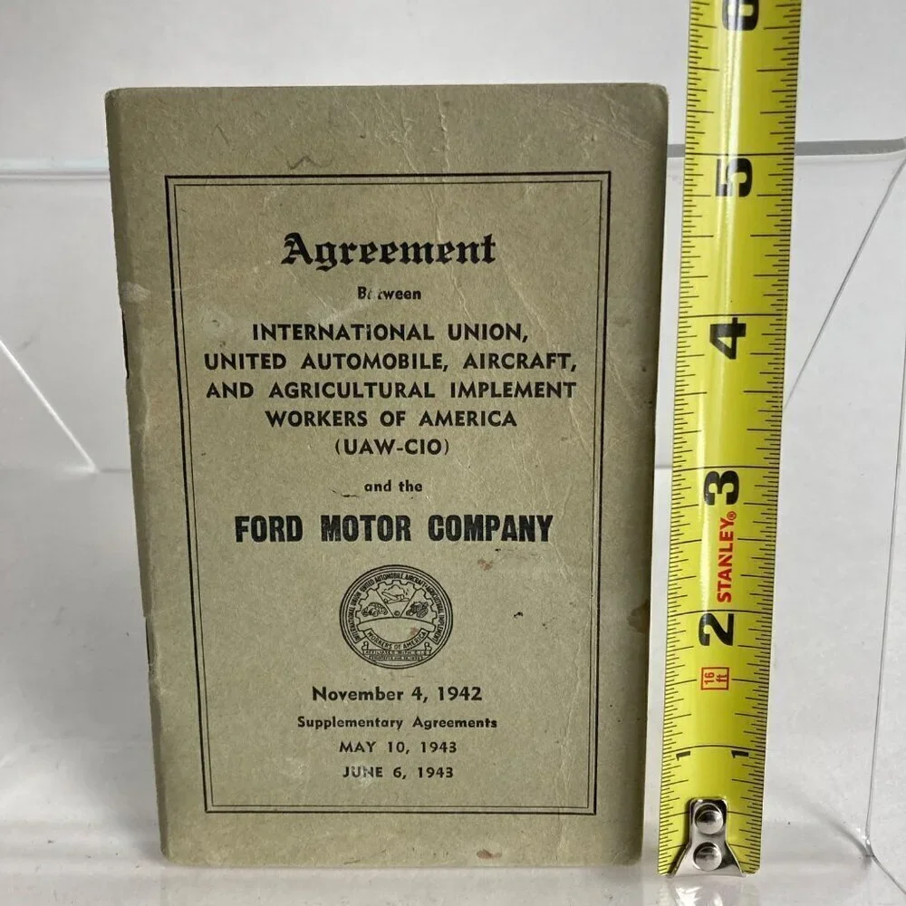 RARE 1942-43 Ford Motor Company Union Agreement Book Vintage UAW Contract WWII